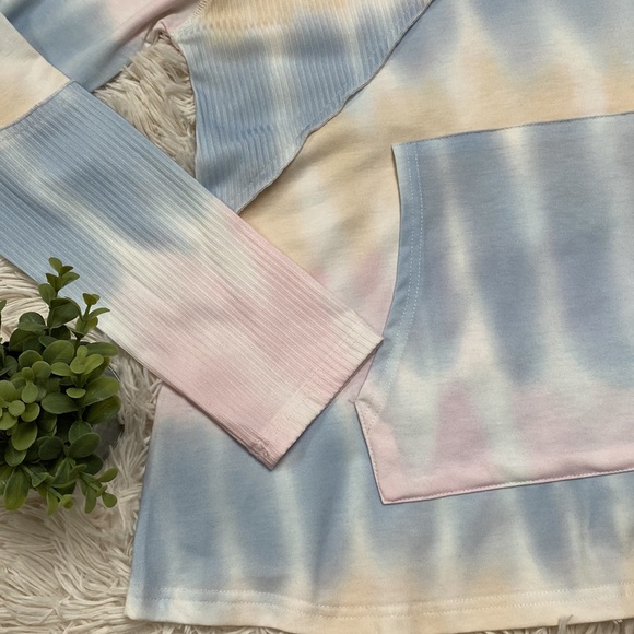 Boutique Tie Dye Hooded Top 💗 Pink Blue Yellow & White - Picture 10 of 14
